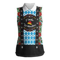 German Christmas Women Sleeveless Polo Shirt Lederhosen Weihnachten Style with Bavaria Pattern - Wonder Print Shop