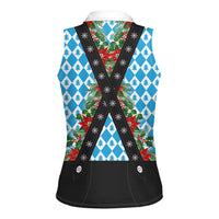 German Christmas Women Sleeveless Polo Shirt Lederhosen Weihnachten Style with Bavaria Pattern - Wonder Print Shop