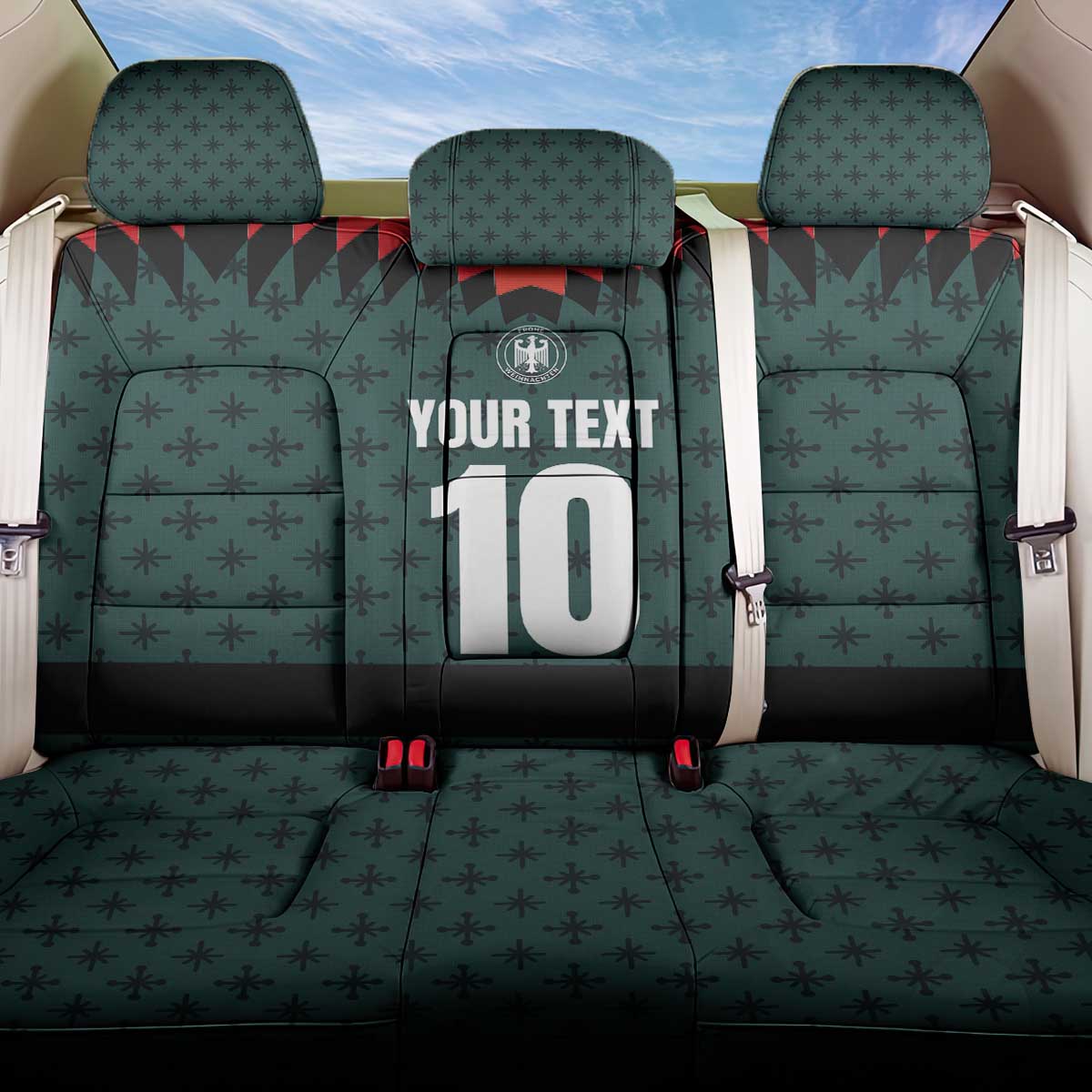 Custom German Christmas Back Car Seat Cover German Football Jersey mix Santa Suit Style - Wonder Print Shop