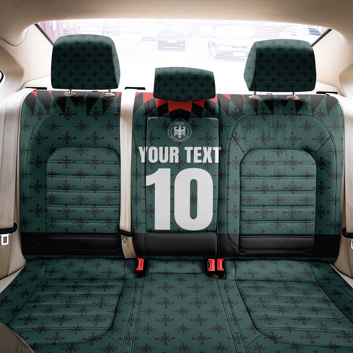 Custom German Christmas Back Car Seat Cover German Football Jersey mix Santa Suit Style - Wonder Print Shop