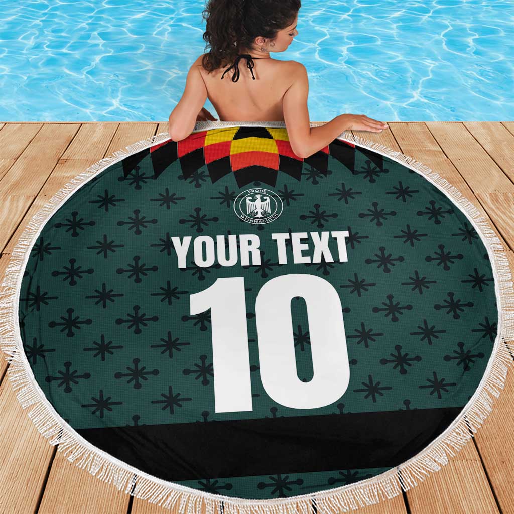 Custom German Christmas Beach Blanket German Football Jersey mix Santa Suit Style - Wonder Print Shop