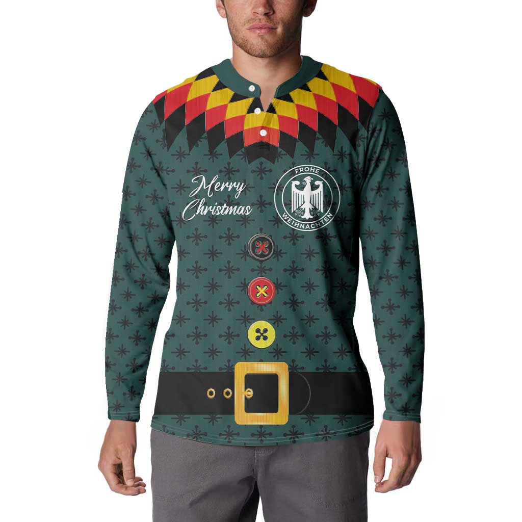 Custom German Christmas Button Sweatshirt German Football Jersey mix Santa Suit Style - Wonder Print Shop
