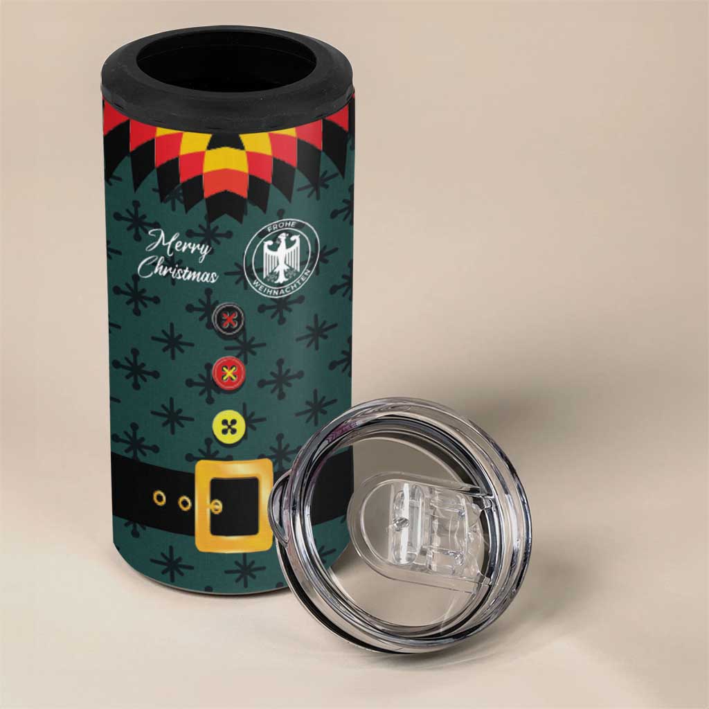 Custom German Christmas 4 in 1 Can Cooler Tumbler German Football Jersey mix Santa Suit Style - Wonder Print Shop
