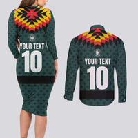 Custom German Christmas Couples Matching Long Sleeve Bodycon Dress and Long Sleeve Button Shirt German Football Jersey mix Santa Suit Style - Wonder Print Shop