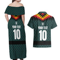 Custom German Christmas Couples Matching Off Shoulder Maxi Dress and Hawaiian Shirt German Football Jersey mix Santa Suit Style - Wonder Print Shop