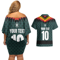 Custom German Christmas Couples Matching Off Shoulder Short Dress and Hawaiian Shirt German Football Jersey mix Santa Suit Style - Wonder Print Shop