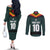 Custom German Christmas Couples Matching Off The Shoulder Long Sleeve Dress and Long Sleeve Button Shirt German Football Jersey mix Santa Suit Style