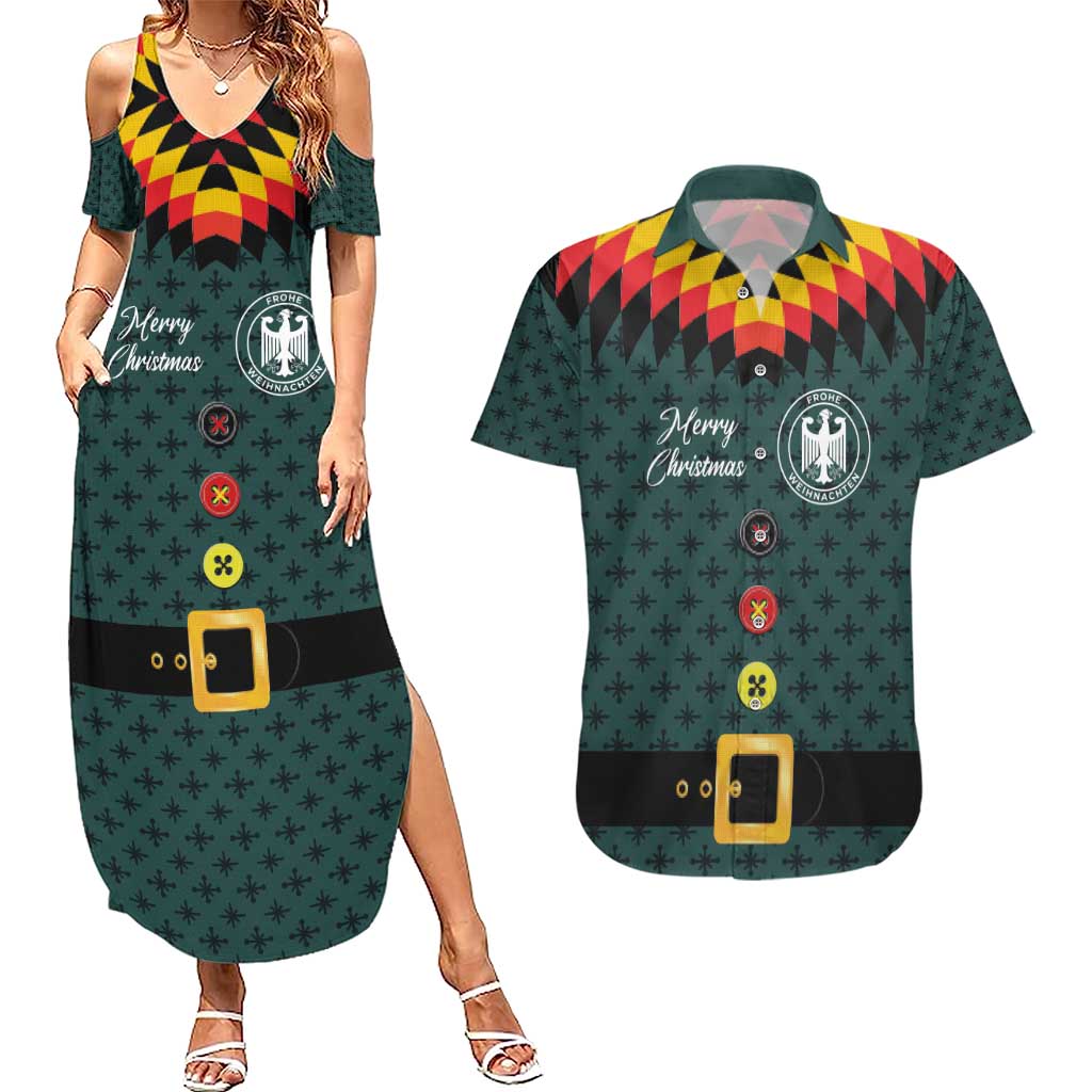 Custom German Christmas Couples Matching Summer Maxi Dress and Hawaiian Shirt German Football Jersey mix Santa Suit Style - Wonder Print Shop