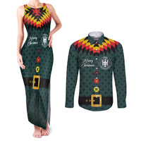 Custom German Christmas Couples Matching Tank Maxi Dress and Long Sleeve Button Shirt German Football Jersey mix Santa Suit Style - Wonder Print Shop