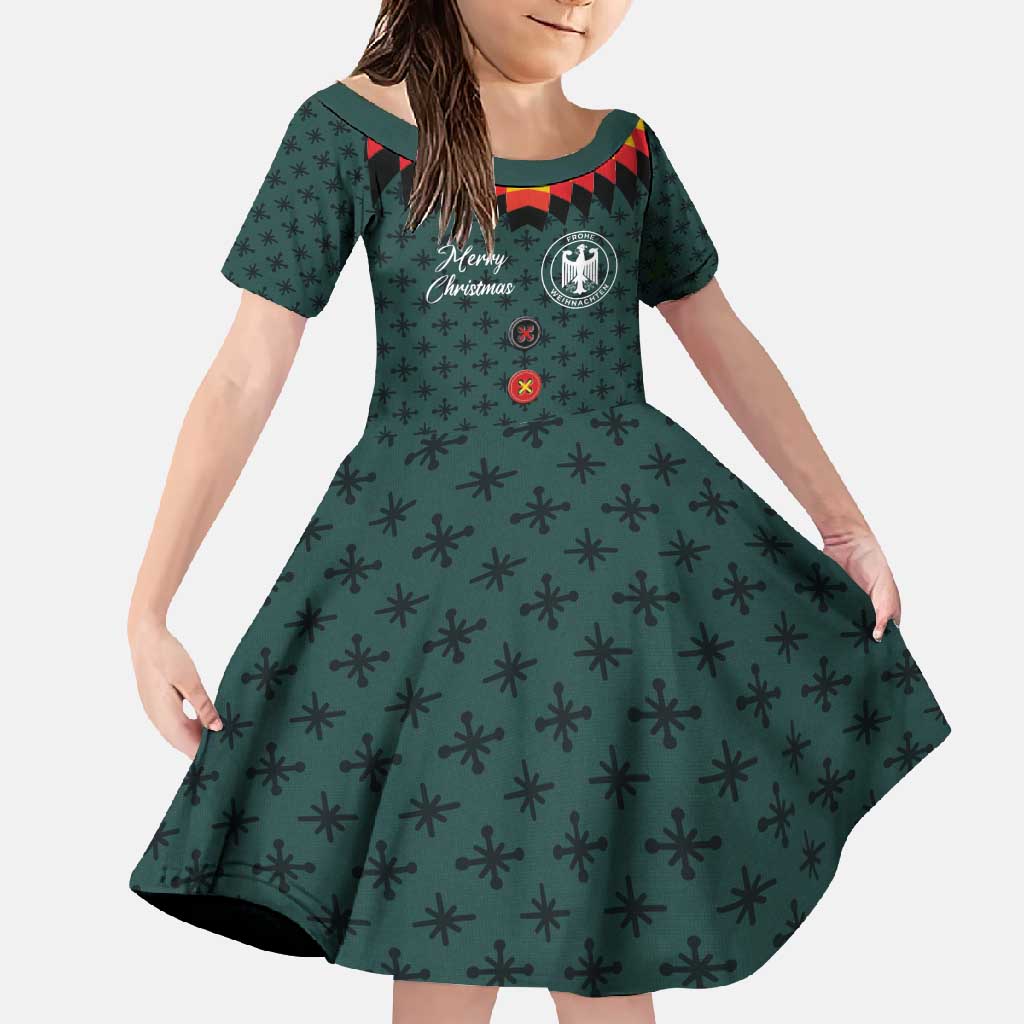 Custom German Christmas Family Matching Long Sleeve Bodycon Dress and Hawaiian Shirt German Football Jersey mix Santa Suit Style - Wonder Print Shop