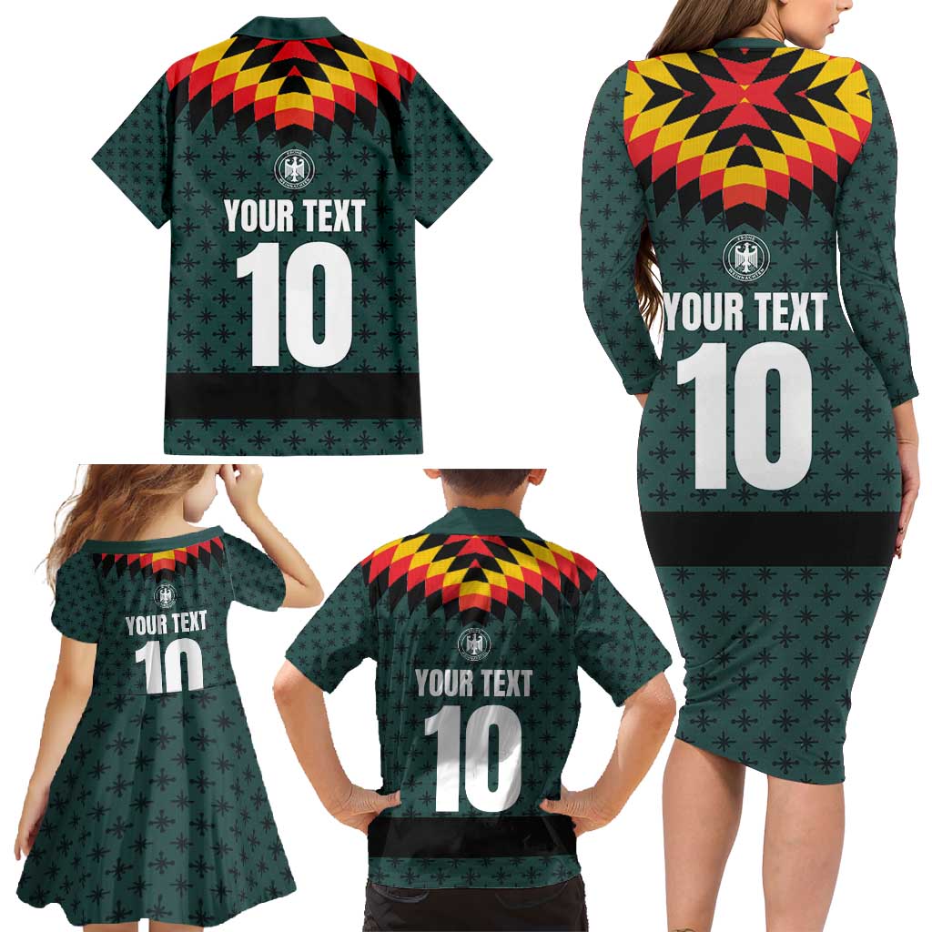 Custom German Christmas Family Matching Long Sleeve Bodycon Dress and Hawaiian Shirt German Football Jersey mix Santa Suit Style - Wonder Print Shop