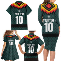 Custom German Christmas Family Matching Long Sleeve Bodycon Dress and Hawaiian Shirt German Football Jersey mix Santa Suit Style - Wonder Print Shop