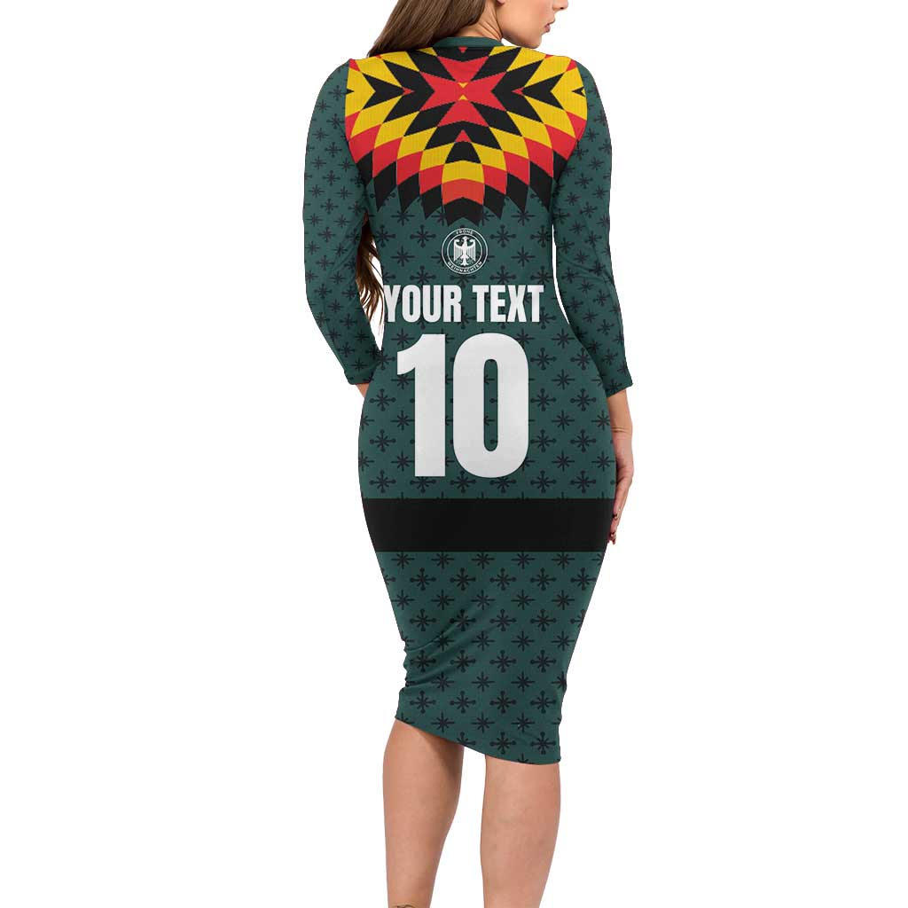 Custom German Christmas Family Matching Long Sleeve Bodycon Dress and Hawaiian Shirt German Football Jersey mix Santa Suit Style - Wonder Print Shop