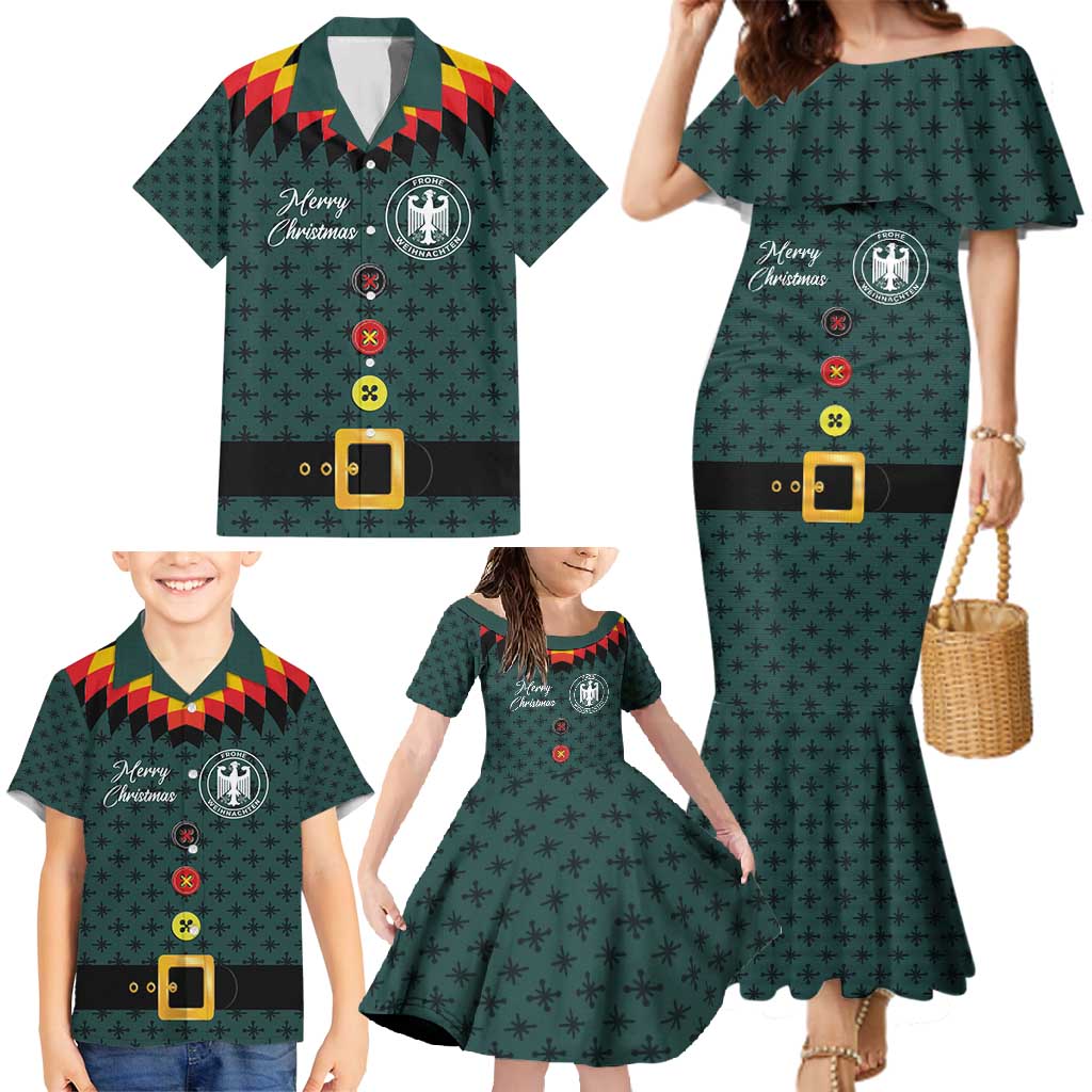 Custom German Christmas Family Matching Mermaid Dress and Hawaiian Shirt German Football Jersey mix Santa Suit Style - Wonder Print Shop