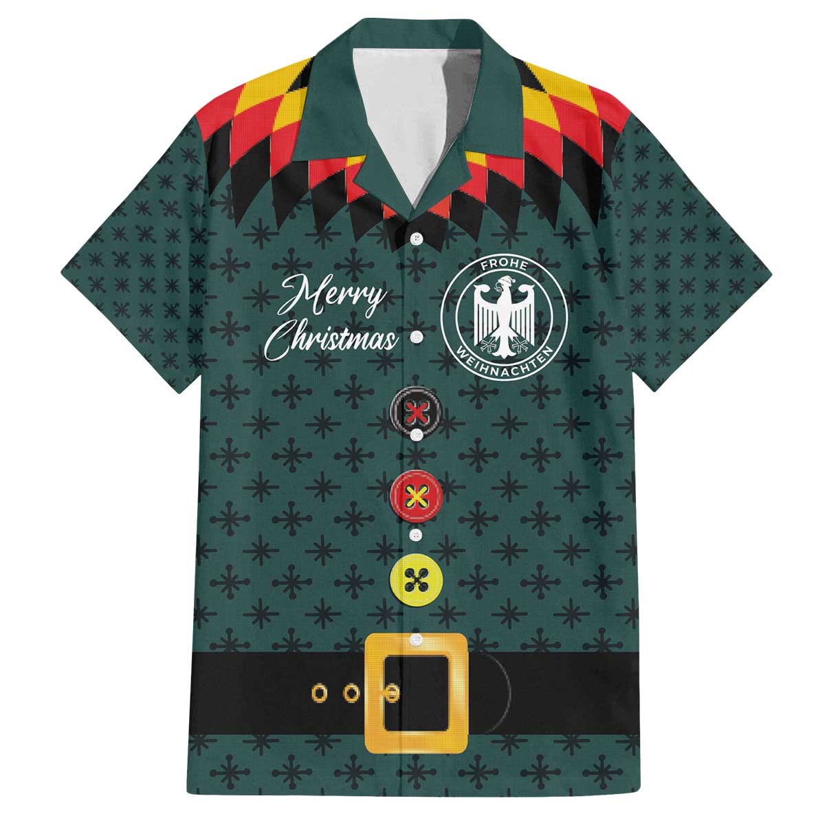 Custom German Christmas Family Matching Off The Shoulder Long Sleeve Dress and Hawaiian Shirt German Football Jersey mix Santa Suit Style - Wonder Print Shop