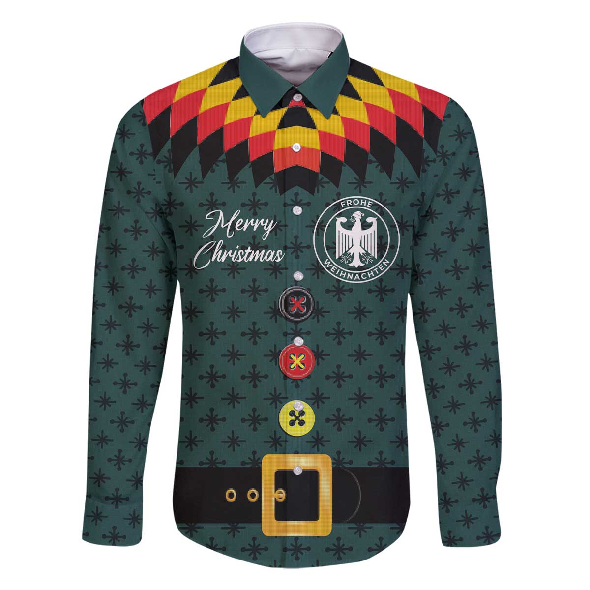 Custom German Christmas Family Matching Off The Shoulder Long Sleeve Dress and Hawaiian Shirt German Football Jersey mix Santa Suit Style - Wonder Print Shop