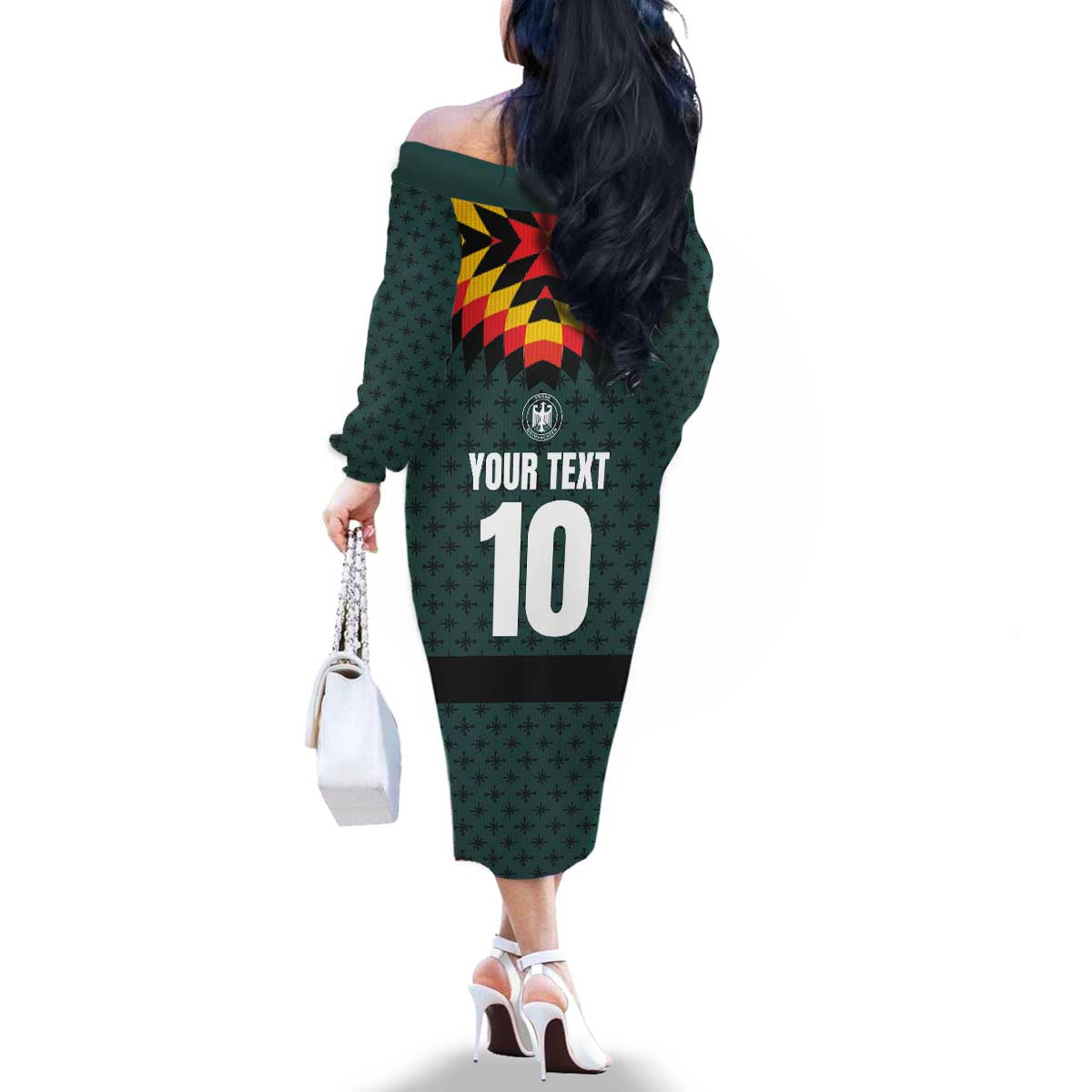 Custom German Christmas Family Matching Off The Shoulder Long Sleeve Dress and Hawaiian Shirt German Football Jersey mix Santa Suit Style - Wonder Print Shop