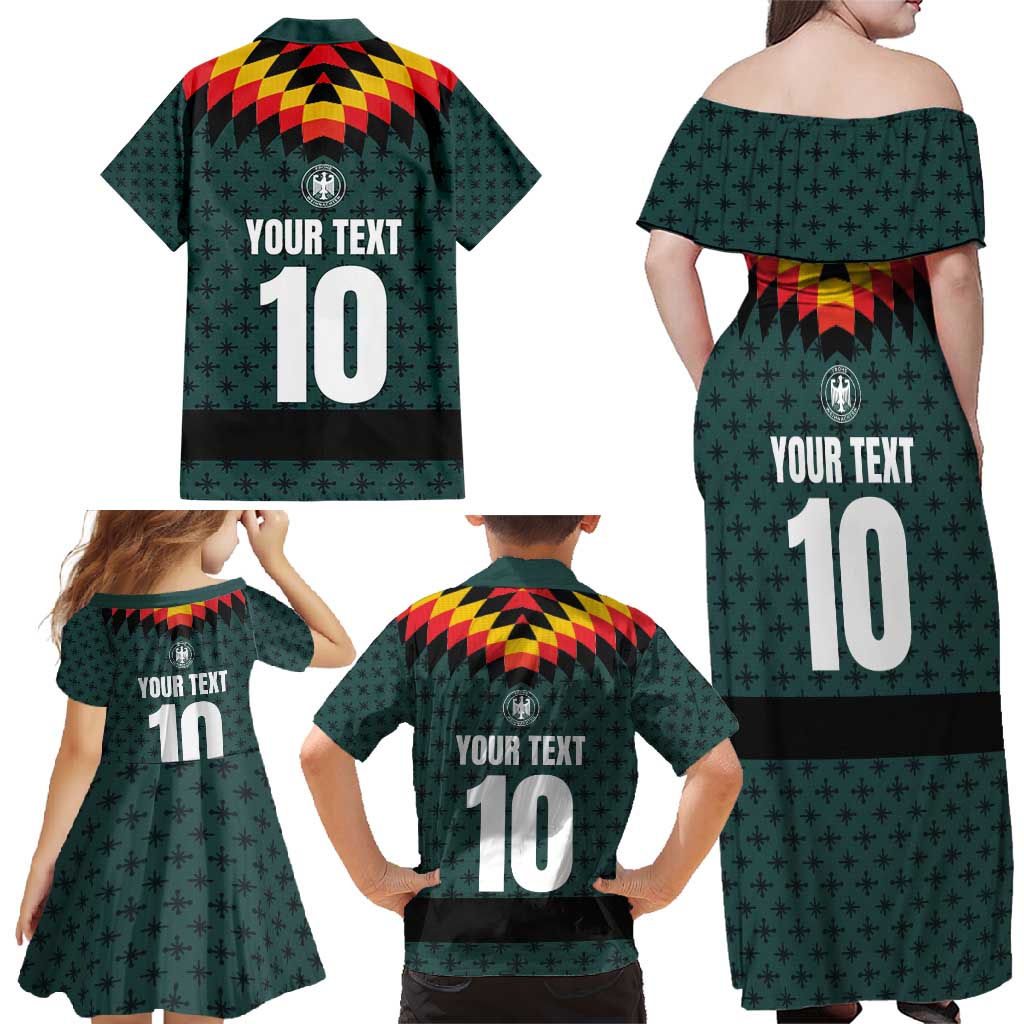 Custom German Christmas Family Matching Off Shoulder Maxi Dress and Hawaiian Shirt German Football Jersey mix Santa Suit Style - Wonder Print Shop