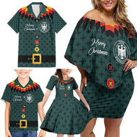 Custom German Christmas Family Matching Off Shoulder Short Dress and Hawaiian Shirt German Football Jersey mix Santa Suit Style - Wonder Print Shop