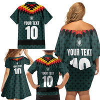 Custom German Christmas Family Matching Off Shoulder Short Dress and Hawaiian Shirt German Football Jersey mix Santa Suit Style - Wonder Print Shop