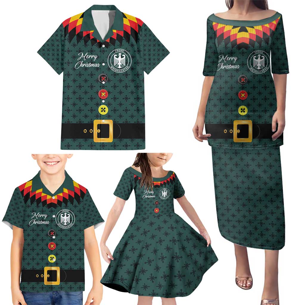 Custom German Christmas Family Matching Puletasi and Hawaiian Shirt German Football Jersey mix Santa Suit Style - Wonder Print Shop