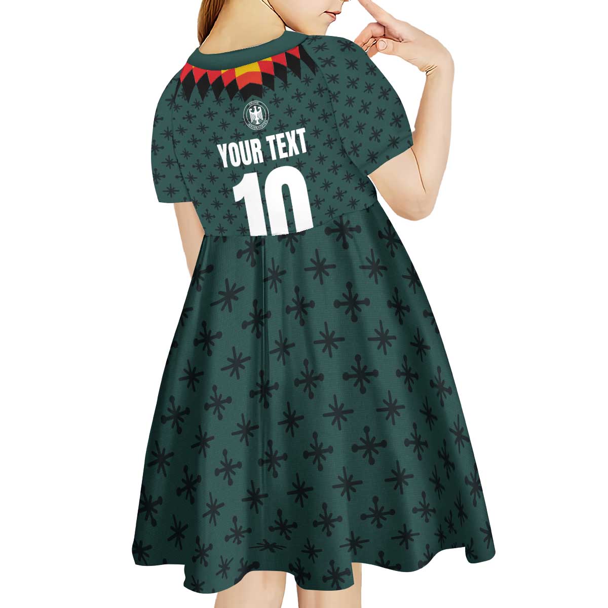 Custom German Christmas Kid Short Sleeve Dress German Football Jersey mix Santa Suit Style - Wonder Print Shop