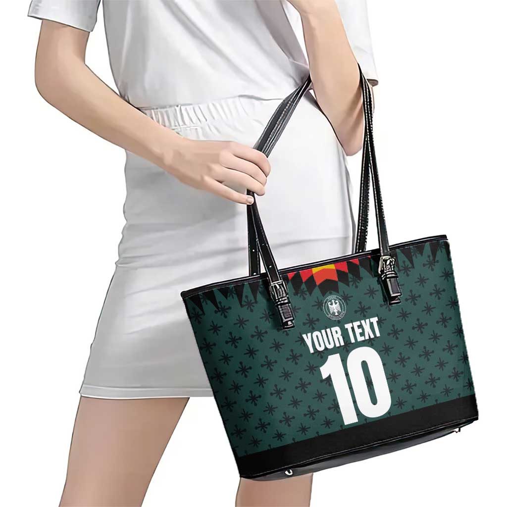 Custom German Christmas Leather Tote Bag German Football Jersey mix Santa Suit Style - Wonder Print Shop
