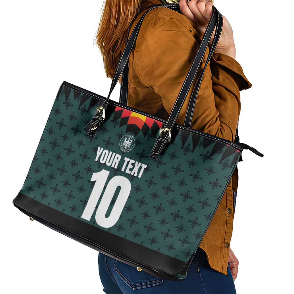 Custom German Christmas Leather Tote Bag German Football Jersey mix Santa Suit Style - Wonder Print Shop