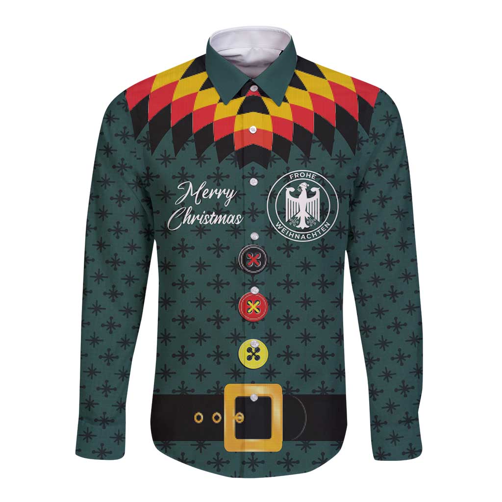 Custom German Christmas Long Sleeve Button Shirt German Football Jersey mix Santa Suit Style - Wonder Print Shop