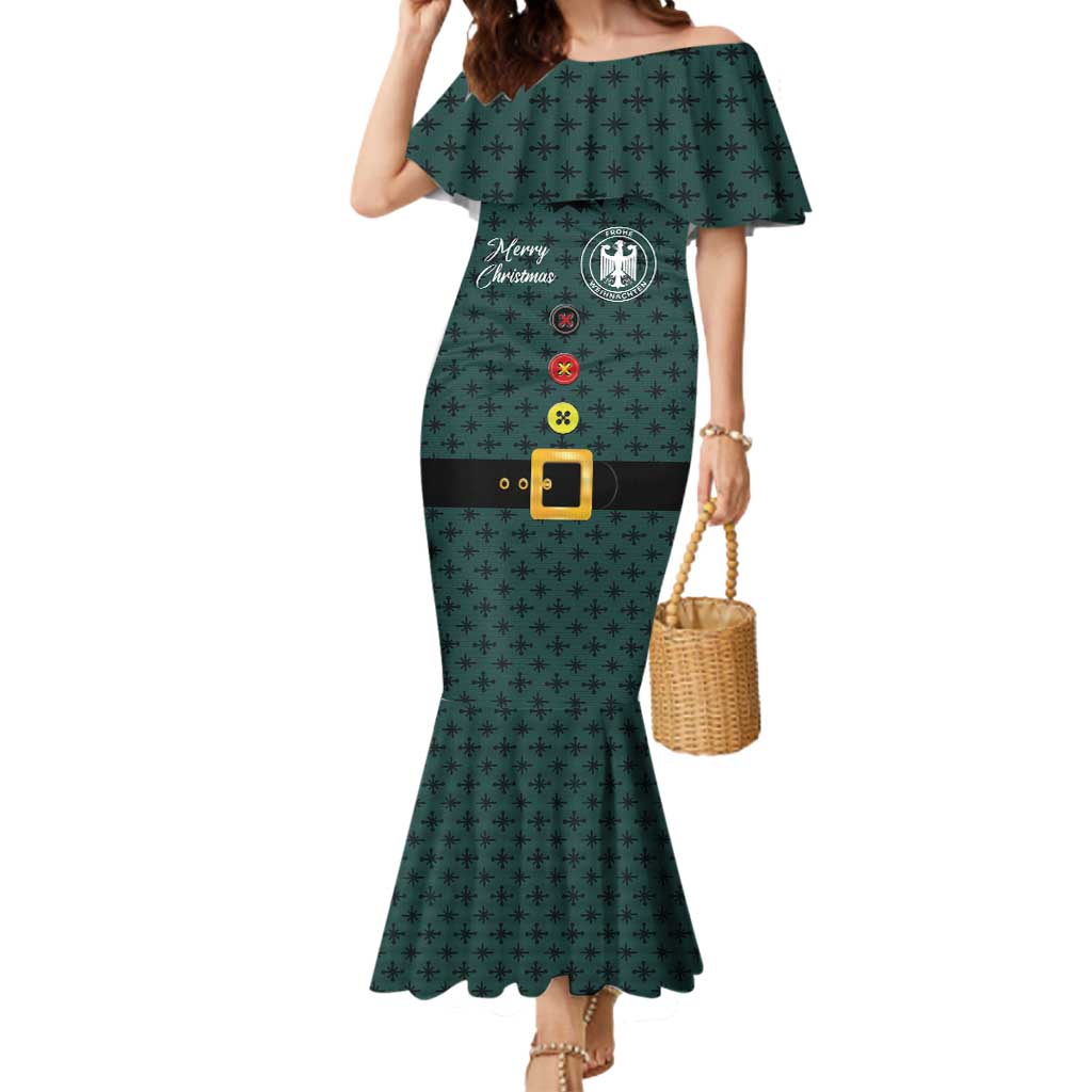 Custom German Christmas Mermaid Dress German Football Jersey mix Santa Suit Style - Wonder Print Shop