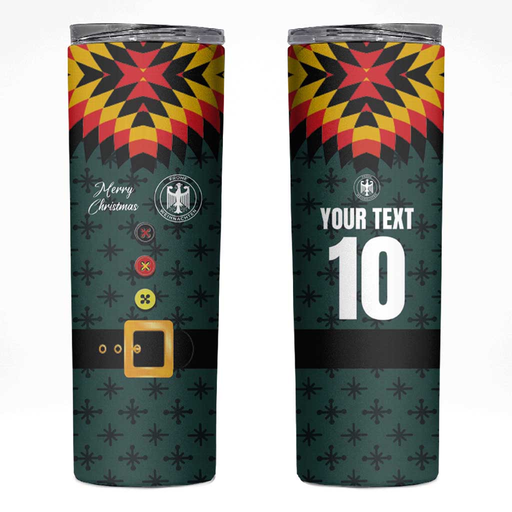 Custom German Christmas Skinny Tumbler German Football Jersey mix Santa Suit Style - Wonder Print Shop