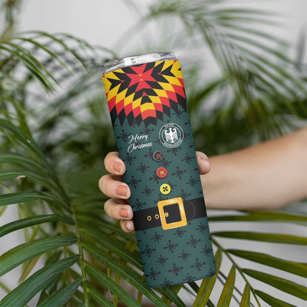 Custom German Christmas Skinny Tumbler German Football Jersey mix Santa Suit Style - Wonder Print Shop