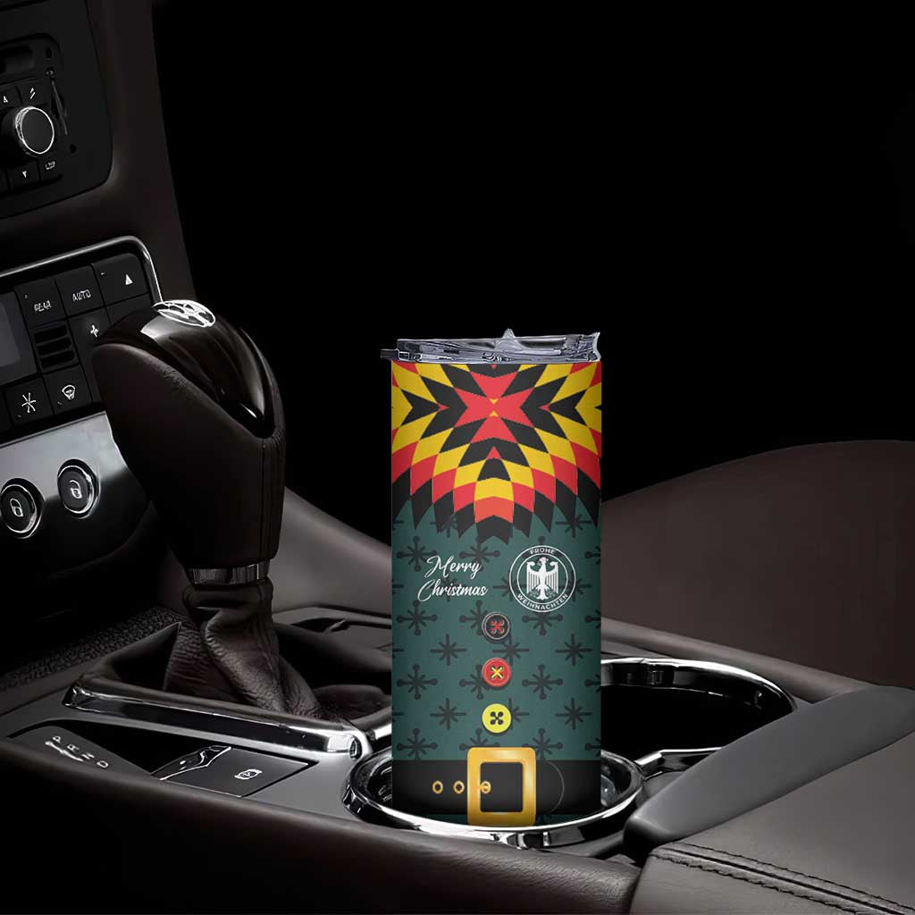 Custom German Christmas Skinny Tumbler German Football Jersey mix Santa Suit Style - Wonder Print Shop