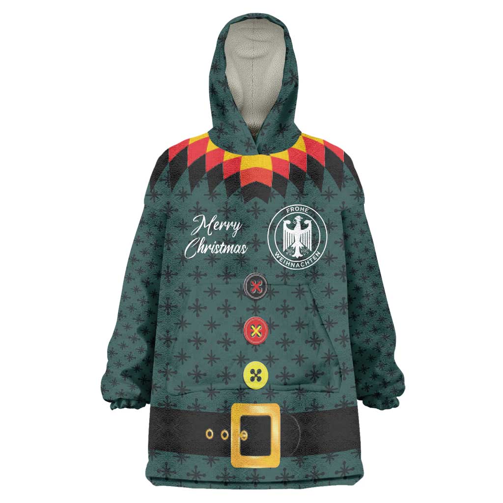 Custom German Christmas Wearable Blanket Hoodie German Football Jersey mix Santa Suit Style - Wonder Print Shop
