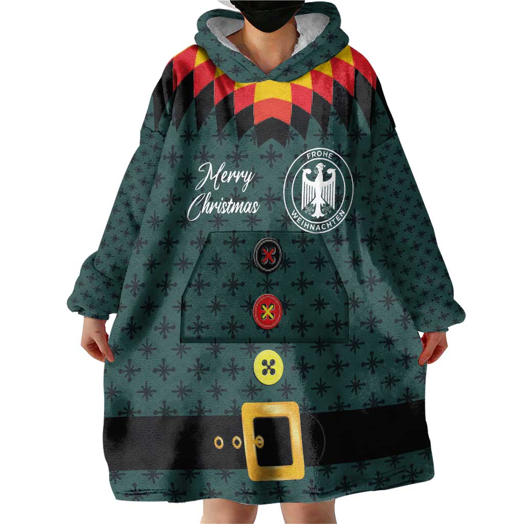 Custom German Christmas Wearable Blanket Hoodie German Football Jersey mix Santa Suit Style - Wonder Print Shop