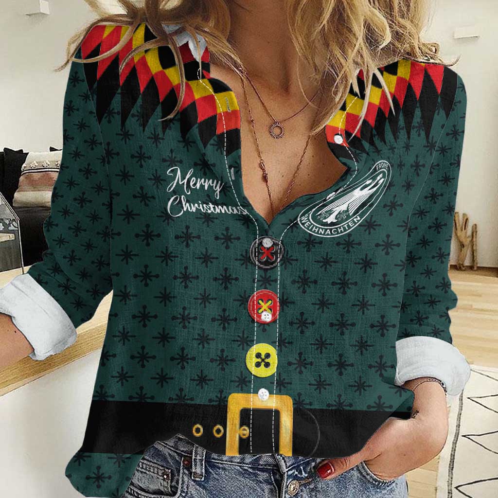 Custom German Christmas Women Casual Shirt German Football Jersey mix Santa Suit Style - Wonder Print Shop