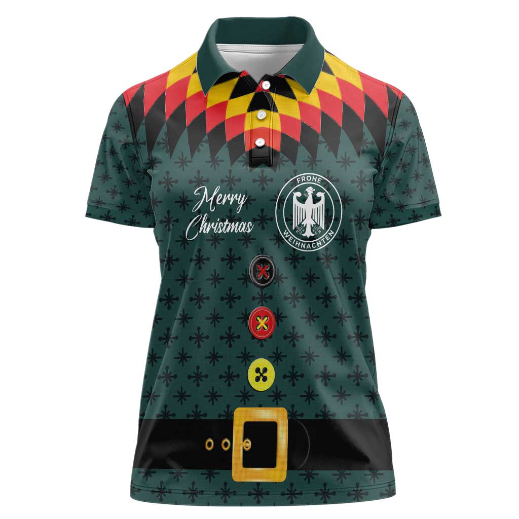 Custom German Christmas Women Polo Shirt German Football Jersey mix Santa Suit Style - Wonder Print Shop