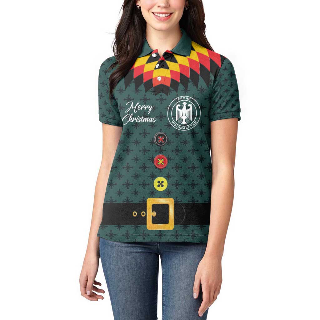 Custom German Christmas Women Polo Shirt German Football Jersey mix Santa Suit Style - Wonder Print Shop