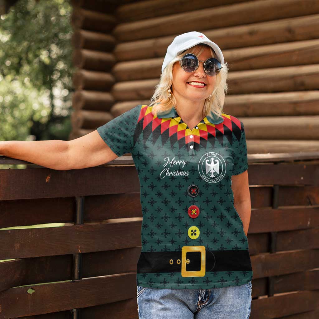 Custom German Christmas Women Polo Shirt German Football Jersey mix Santa Suit Style - Wonder Print Shop