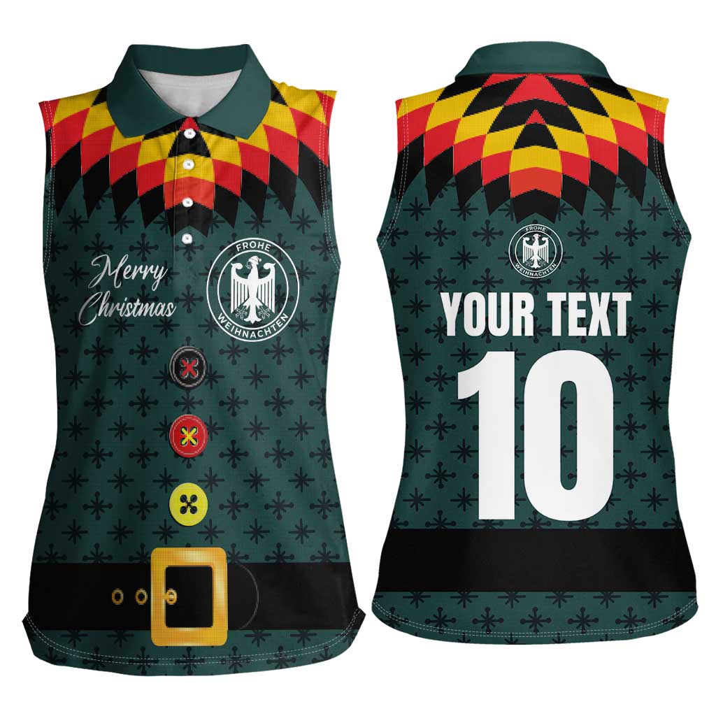 Custom German Christmas Women Sleeveless Polo Shirt German Football Jersey mix Santa Suit Style - Wonder Print Shop