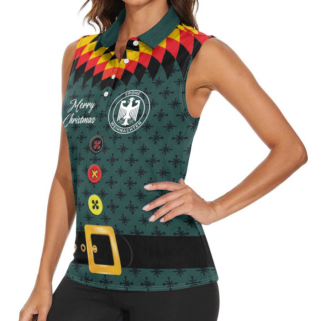 Custom German Christmas Women Sleeveless Polo Shirt German Football Jersey mix Santa Suit Style - Wonder Print Shop