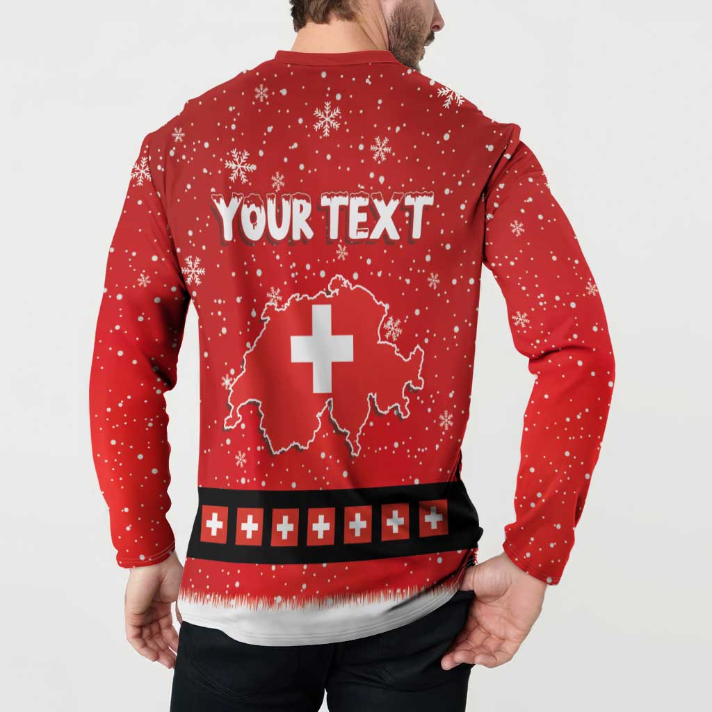 Personalized Swiss Christmas - Designed in Santa Suit Button Sweatshirt - Wonder Print Shop