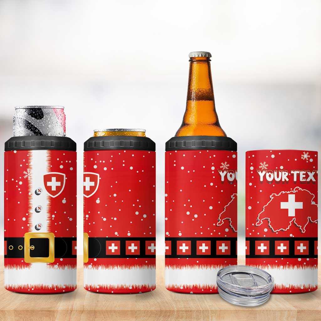 Personalized Swiss Christmas - Designed in Santa Suit 4 in 1 Can Cooler Tumbler - Wonder Print Shop