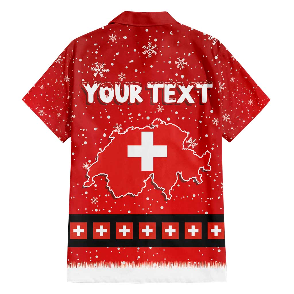 Personalized Swiss Christmas - Designed in Santa Suit Family Matching Long Sleeve Bodycon Dress and Hawaiian Shirt - Wonder Print Shop