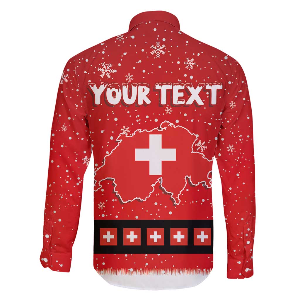 Personalized Swiss Christmas - Designed in Santa Suit Family Matching Long Sleeve Bodycon Dress and Hawaiian Shirt - Wonder Print Shop