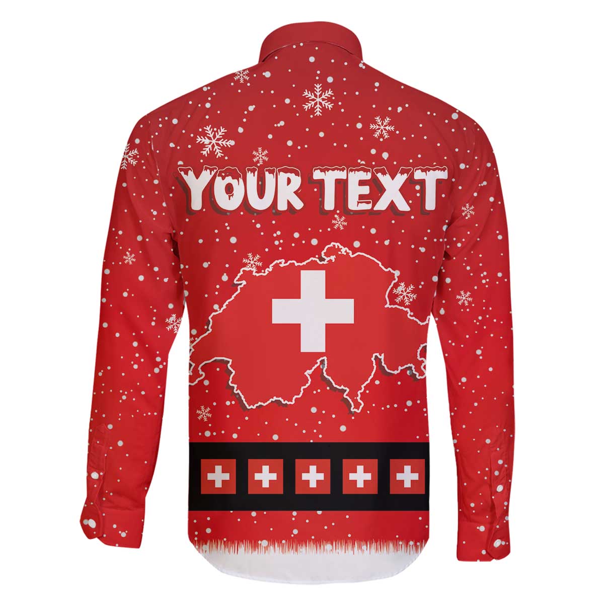 Personalized Swiss Christmas - Designed in Santa Suit Family Matching Off The Shoulder Long Sleeve Dress and Hawaiian Shirt - Wonder Print Shop