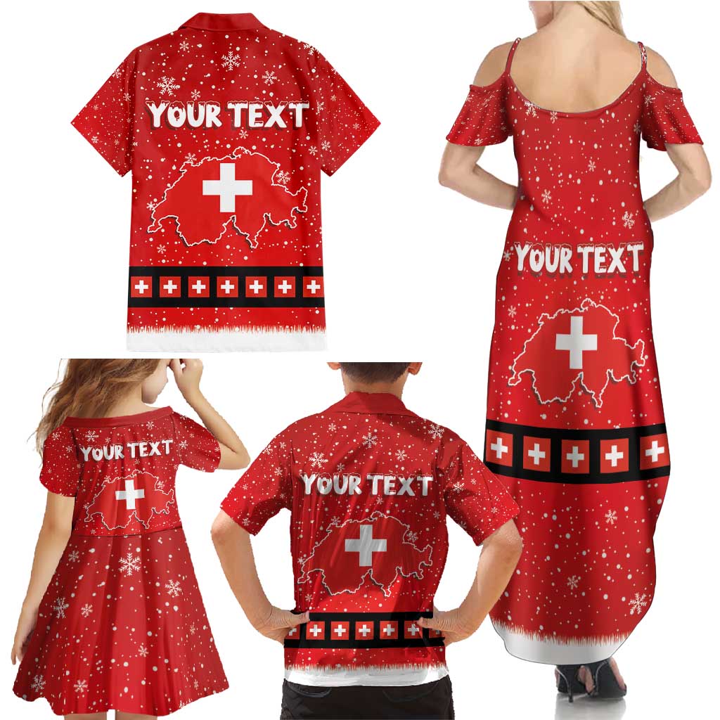 Personalized Swiss Christmas - Designed in Santa Suit Family Matching Summer Maxi Dress and Hawaiian Shirt - Wonder Print Shop