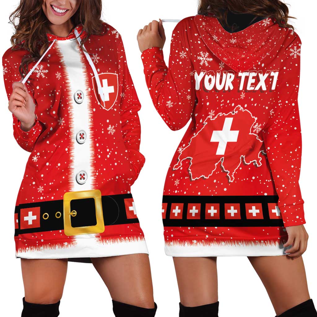 Personalized Swiss Christmas - Designed in Santa Suit Hoodie Dress - Wonder Print Shop
