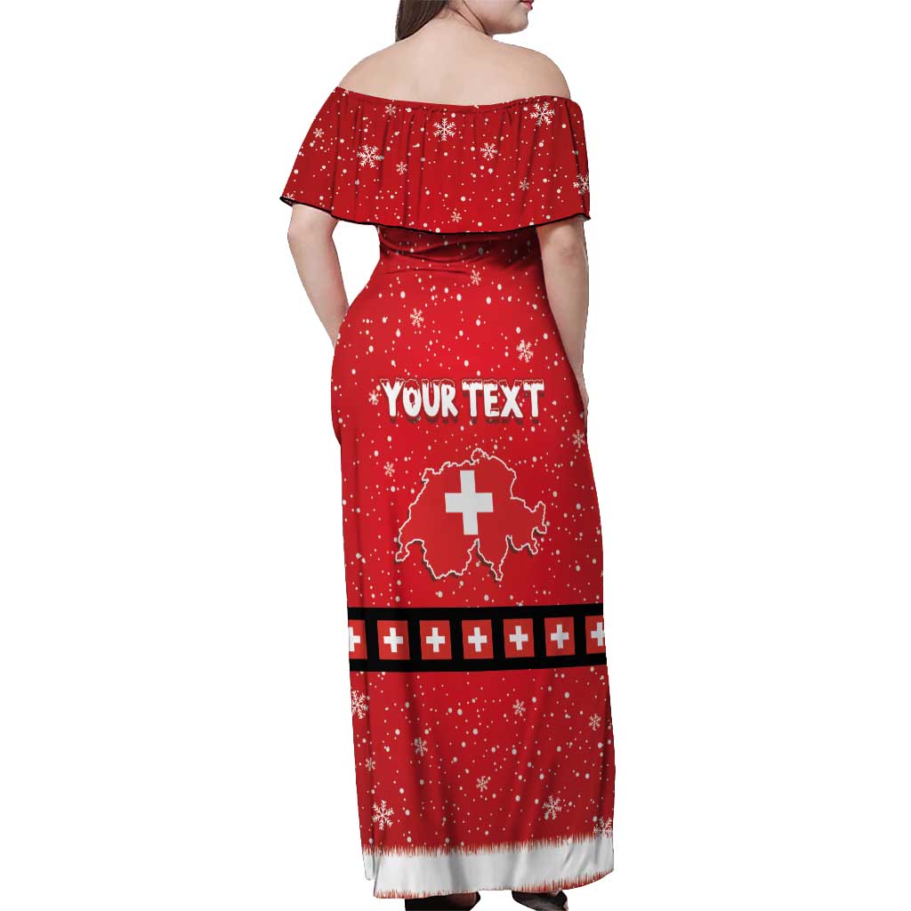 Personalized Swiss Christmas - Designed in Santa Suit Off Shoulder Maxi Dress - Wonder Print Shop