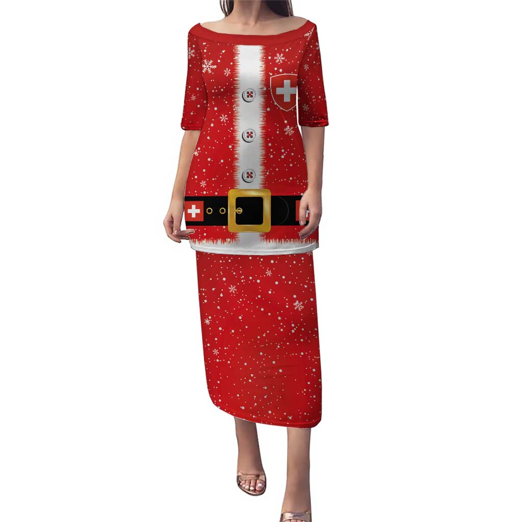 Personalized Swiss Christmas - Designed in Santa Suit Puletasi - Wonder Print Shop